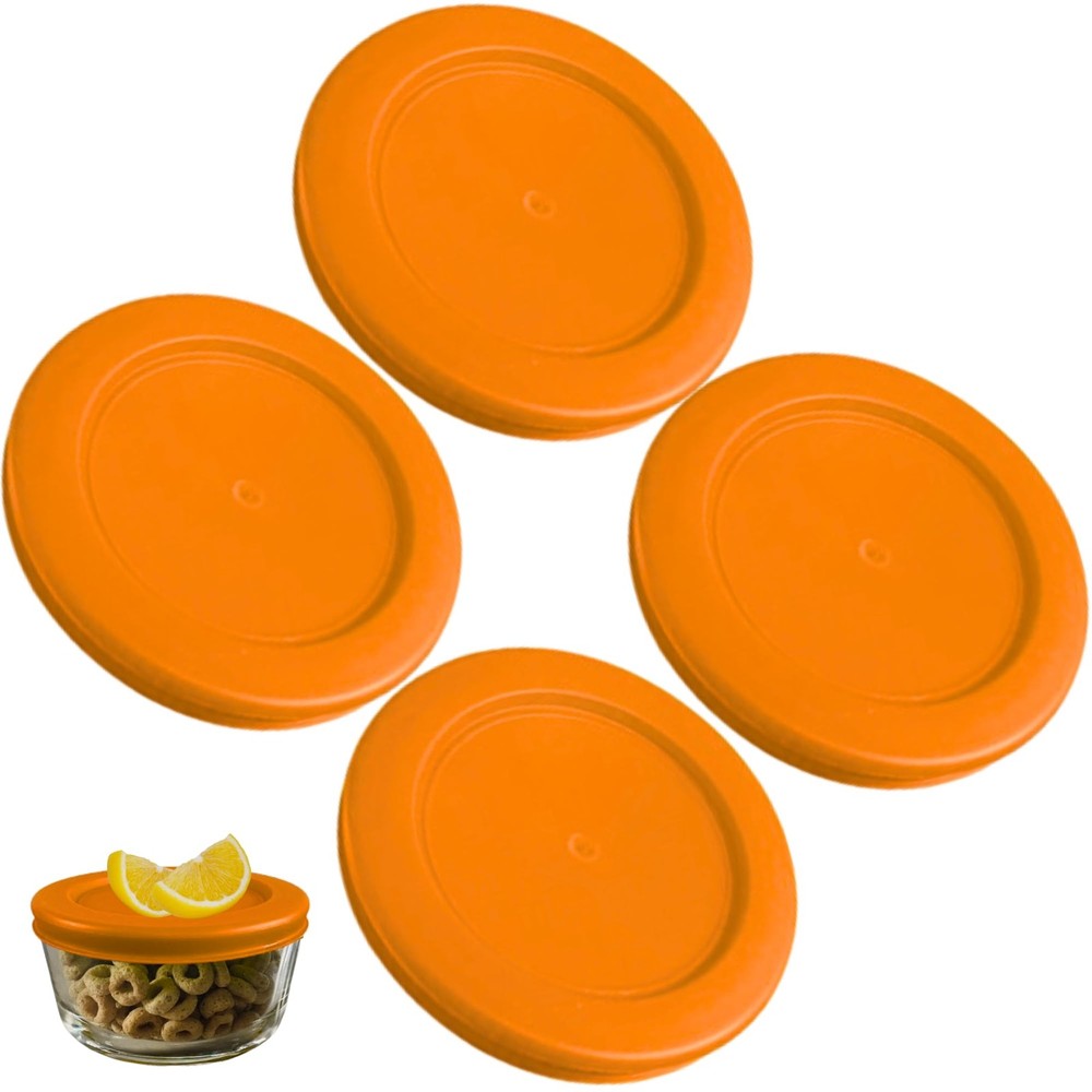 2 Cup/470 mL Orange Replacement Lids/Covers for Pyrex 7200-PC, 4 Pack,