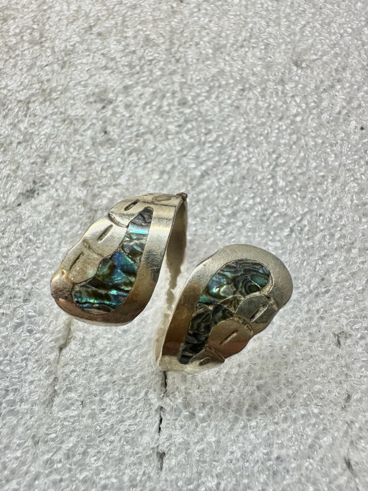 Vtg Silver ALPACA Mexico Turtle Fetish Adjustable Bypass Ring