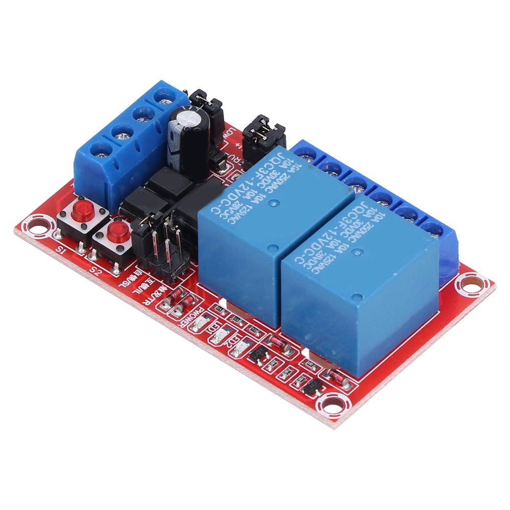 Relay Module 2 Channel Button Self-Locking Interlock High Low Level Trigger