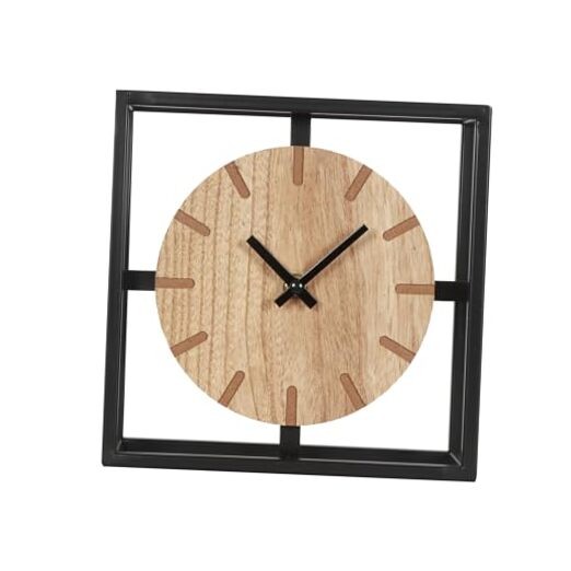 Vintage Black Table Clock on Stand, Decorative Desk and Shelf Clock, Rustic