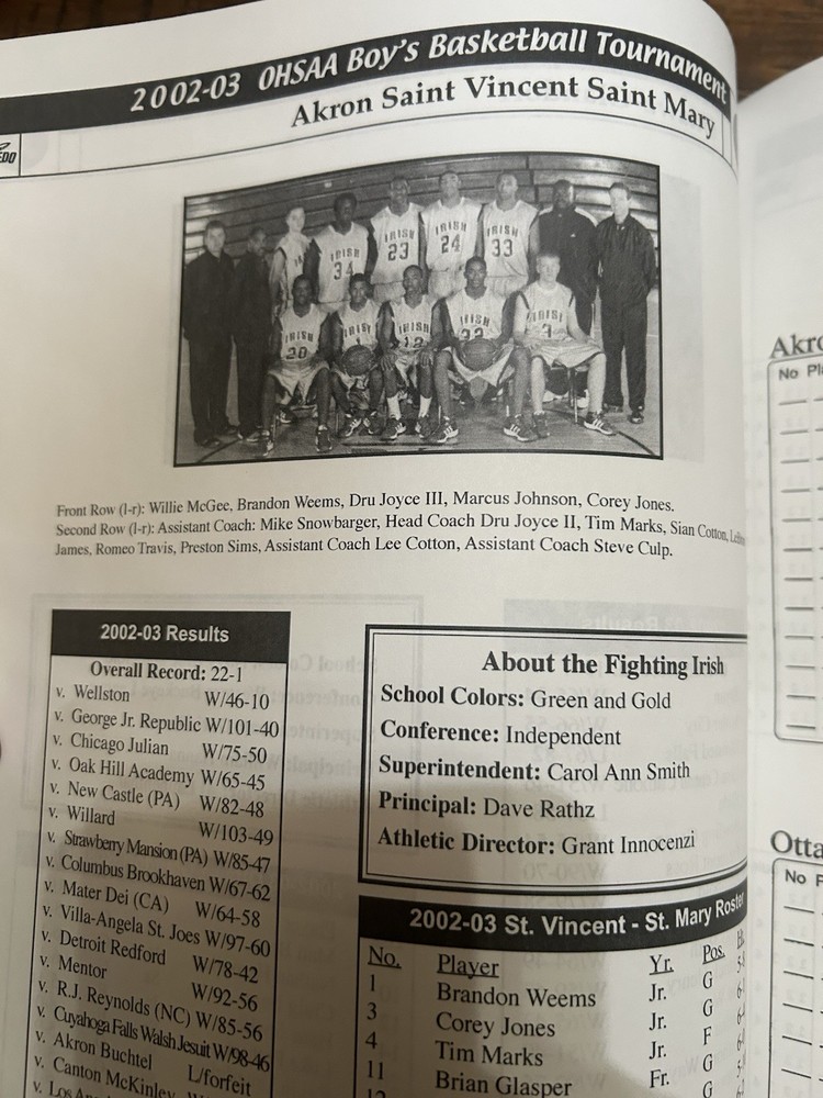 LeBron James 2003 Newspaper And Program SVSM High School State Tournament