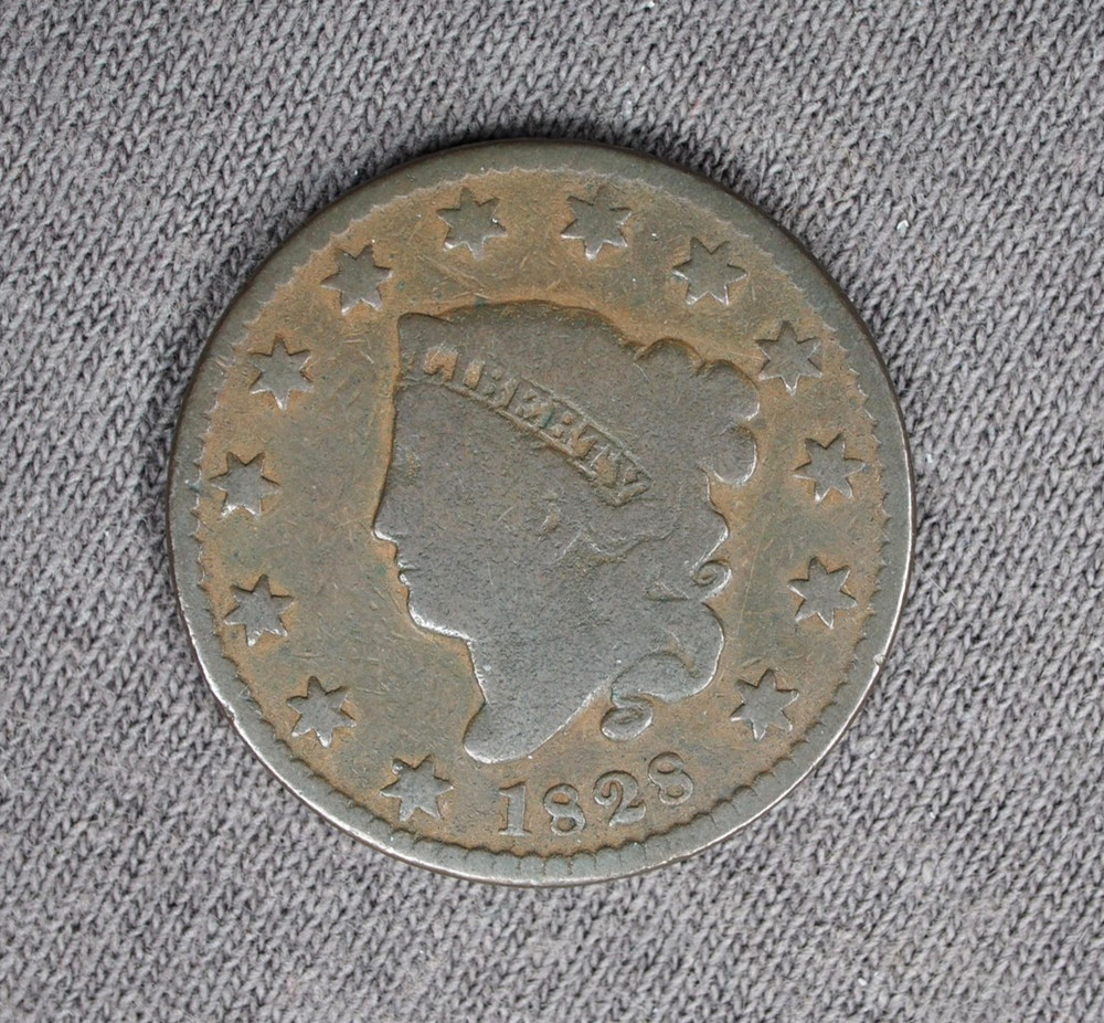 1828 Coronet Head Large Cent small date US mint copper coin 1c