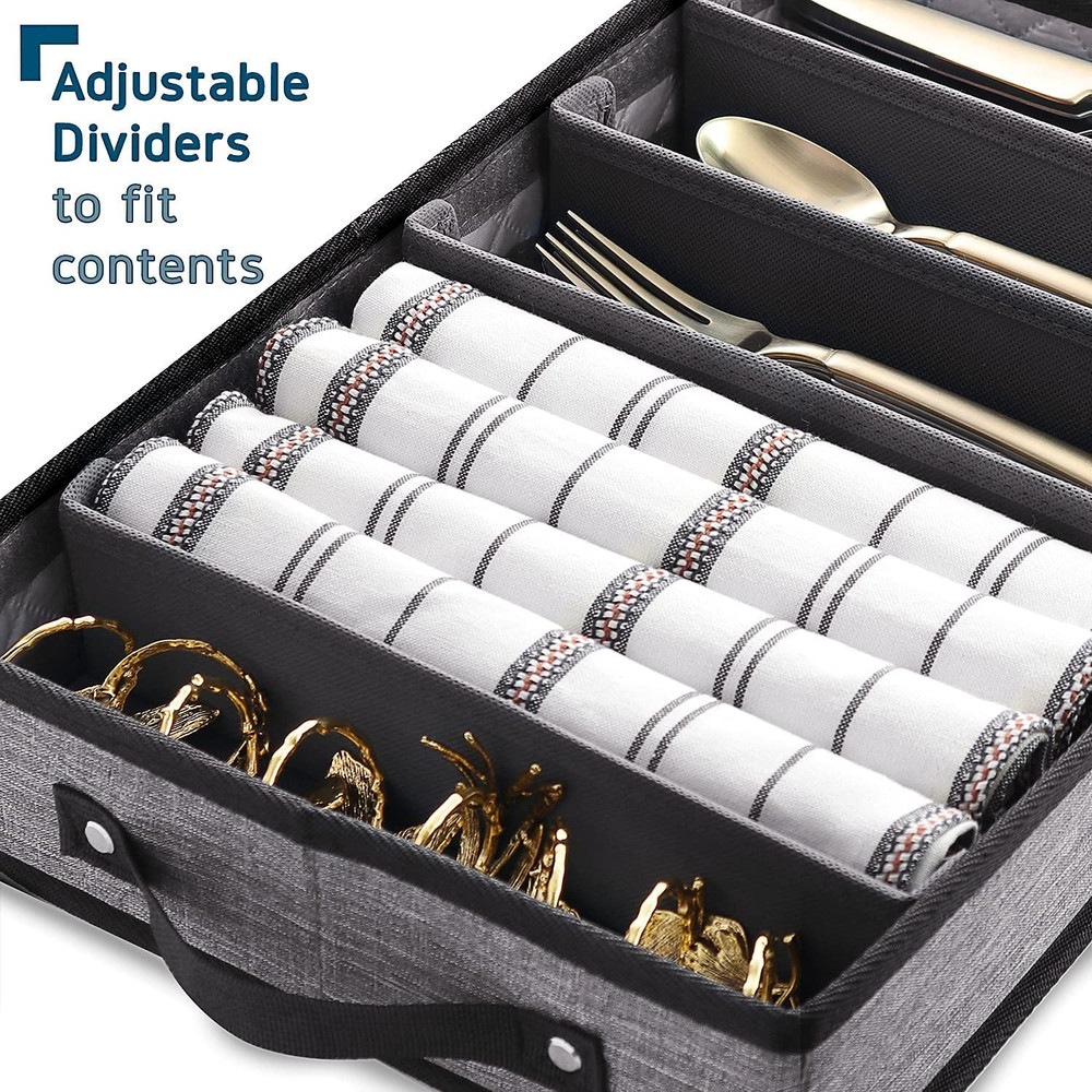 Flatware & Utensil Storage Durable Silverware Storage Box with Padded Dividers