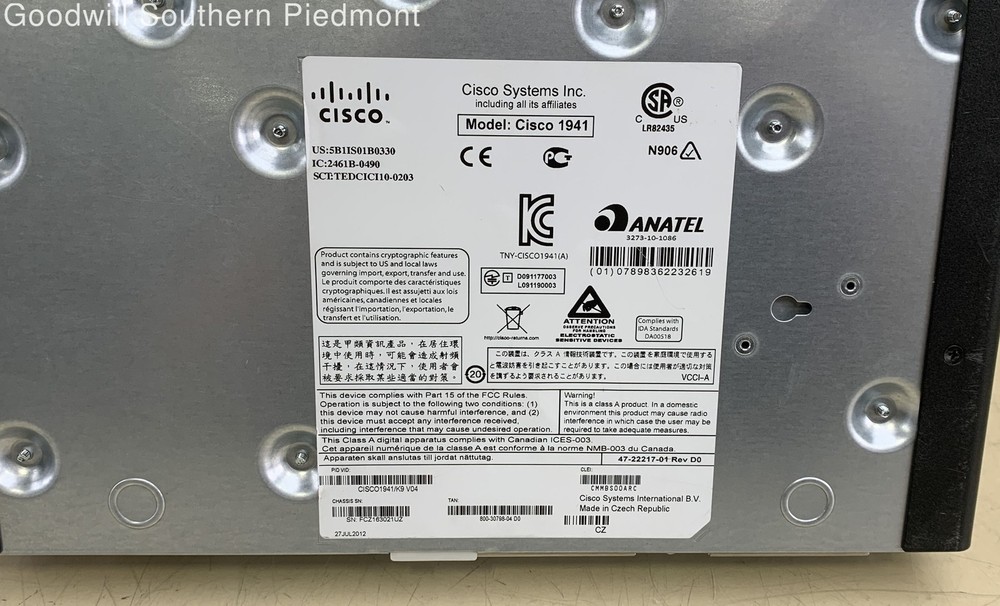 Cisco 1941 Series Integrated Service Router - Tested