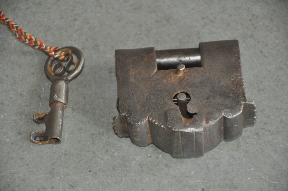 Vintage Iron Unique Typical Shape Handcrafted Solid Heavy Padlock