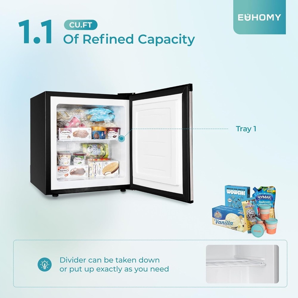 Mini Freezer for Home - Energy Efficient, Reversible Door