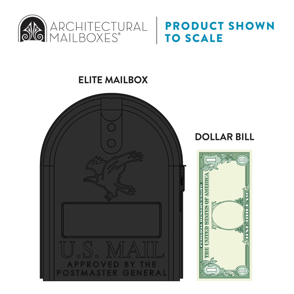 Architectural Mailboxes Elite Galvanized Steel, Medium, Post-Mount Mailbox in Bl
