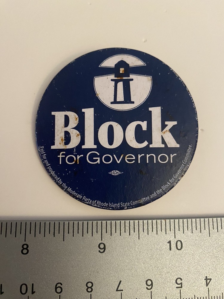 Block For Governor Moderate Party Rhode Island Pin Back Button P31