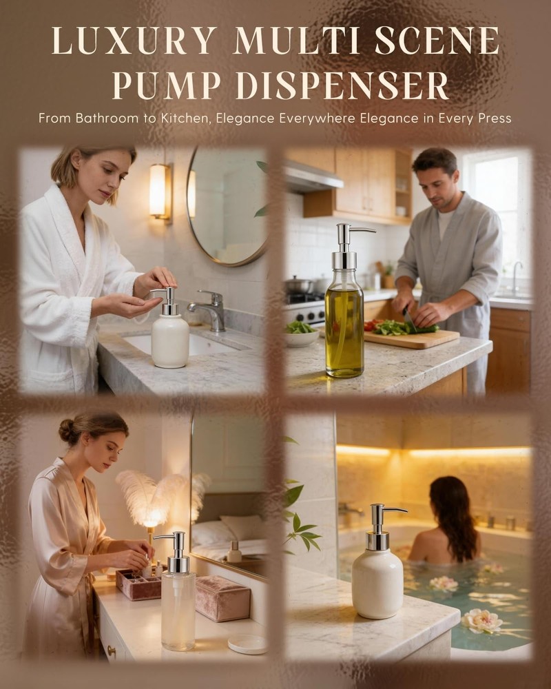 2-Pack Soap Dispenser Pumps Replacement, Universal Lotion & Pump Silver
