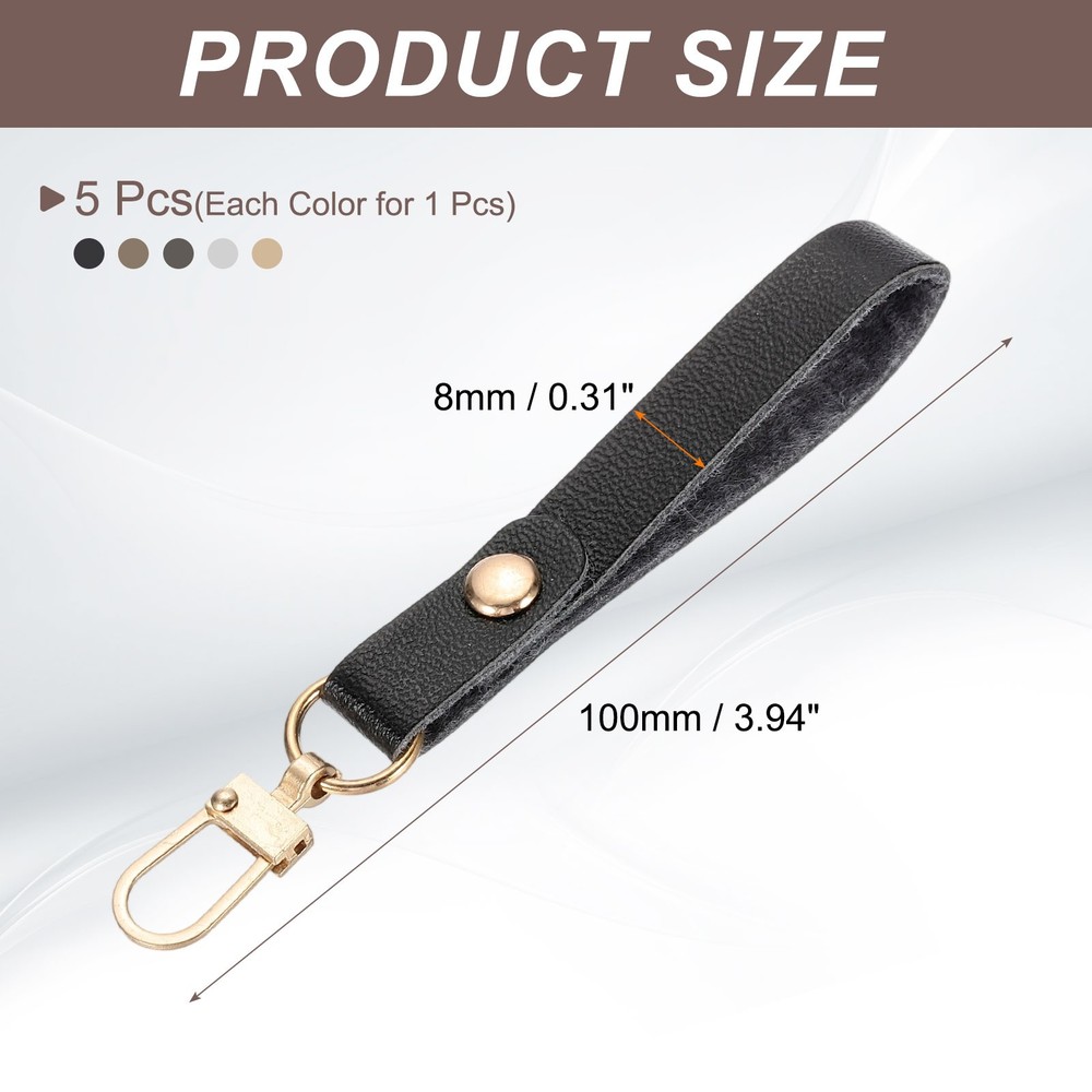 5pcs Zipper Pull, 4 Inch Leather Zip Puller Zipper Replacement Repair, Black