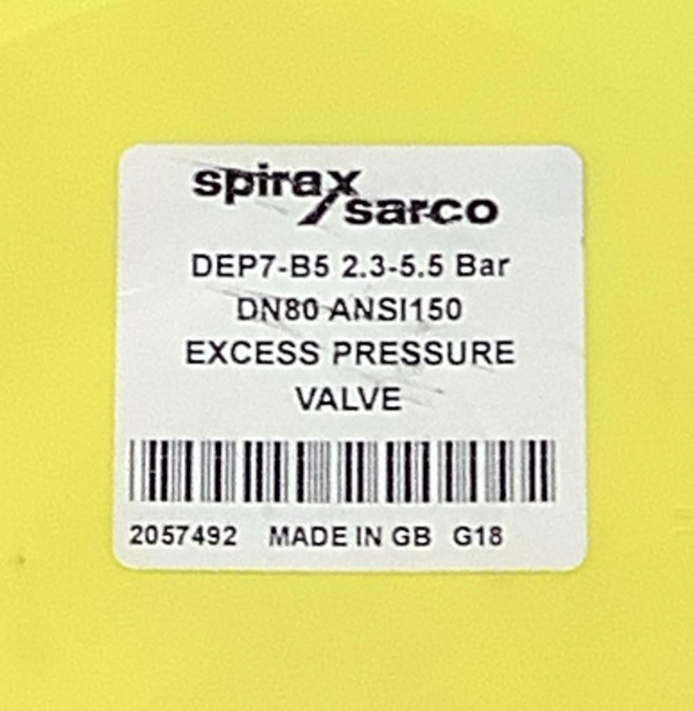 Spirax Sarco DEP7-B5 Excess Pressure Valve 2.3-5.5 Bar DN80 ANSI 150