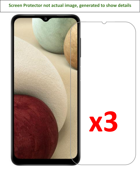 3x Samsung Galaxy A12 Screen Protector w/ cloth