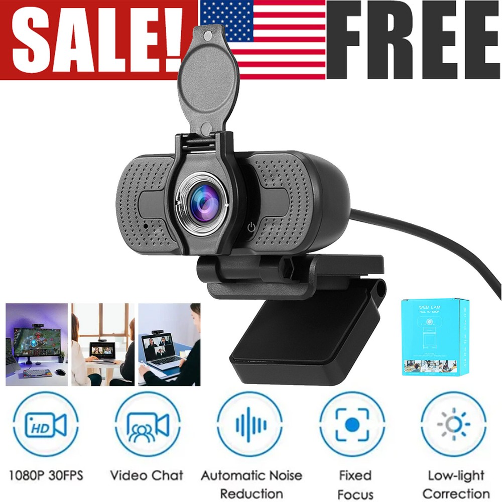 2MP Full HD 1080P Web Cam Computer Laptop Desktop PC Web Camera Builtin Dual Mic