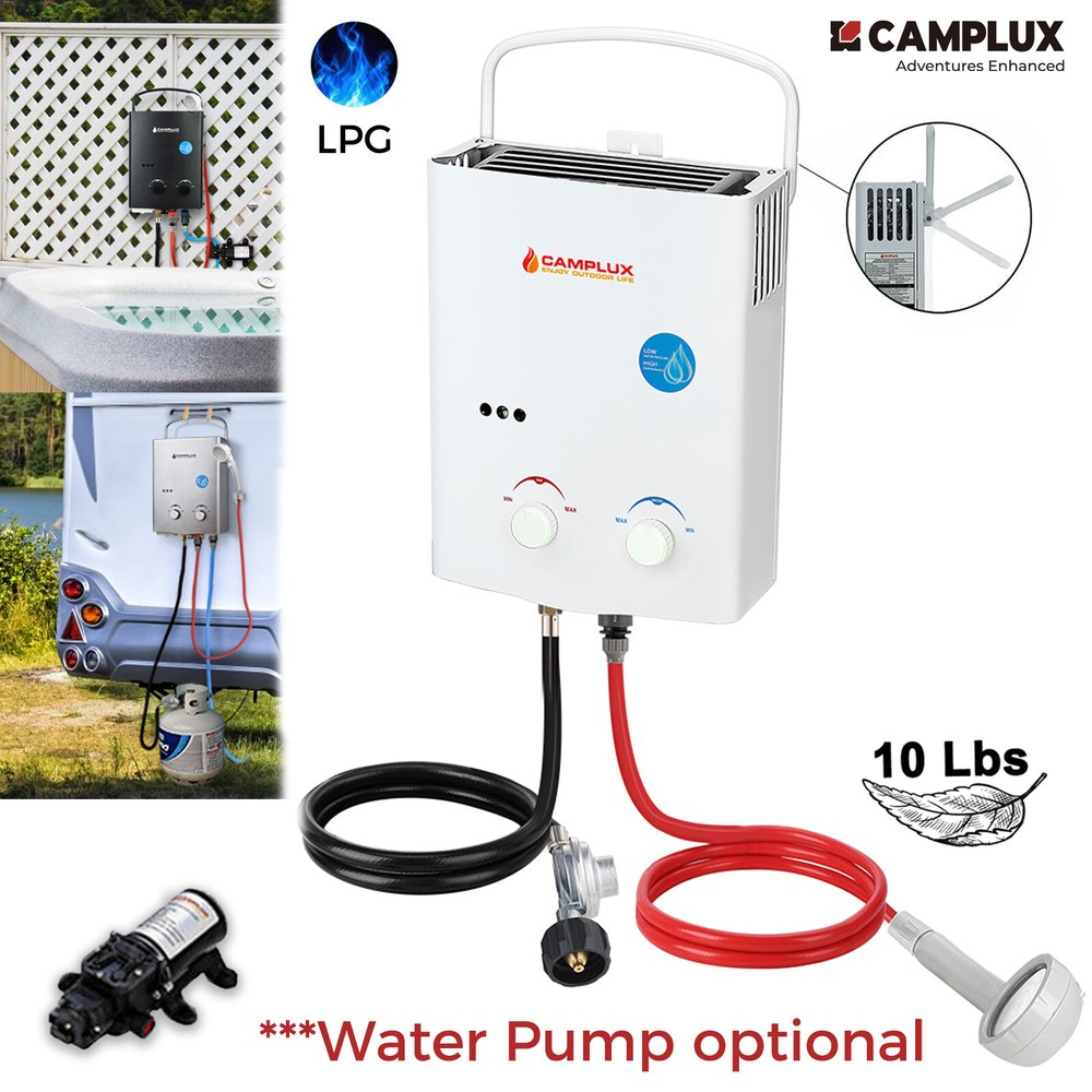 CAMPLUX Tankless Gas Water Heater Portable Instant Boiler Shower Pump Optional