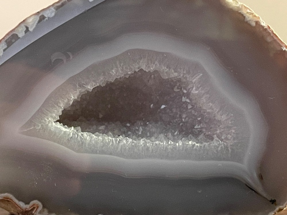 Very Nice Agate Geode Light Blue, White & Gray, Geode Half 3" x 2.25" x 1.5"
