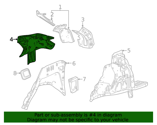 Genuine GM Driver Side Quarter Inner Panel 60003512