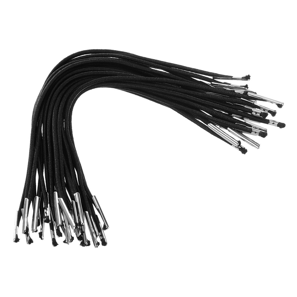 50Pcs 6" Elastic Barbed Cord 1.6mm Loop Stretch Round String Black