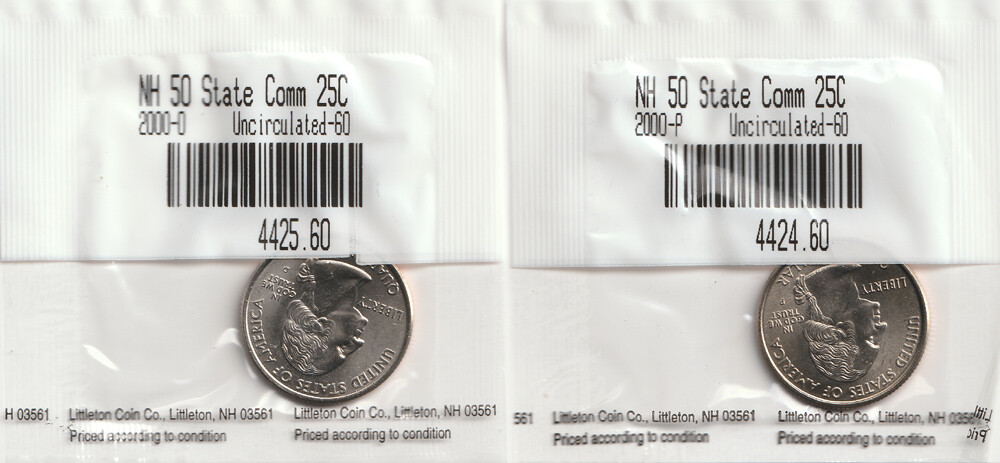 2000 Uncirculated P & D New Hampshire State Quarters