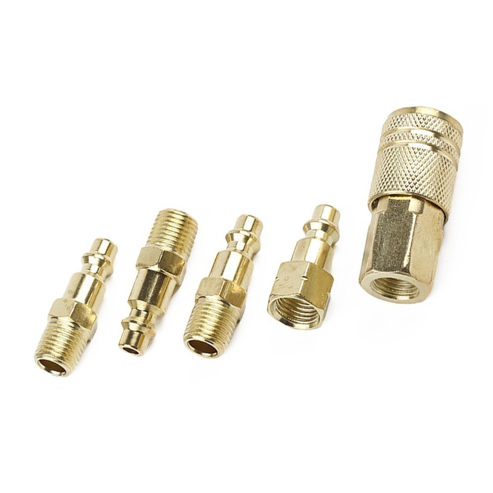 Sturdy Brass Quick Coupler Air Hose Connector Set for Compressor 5 Pcs Pack