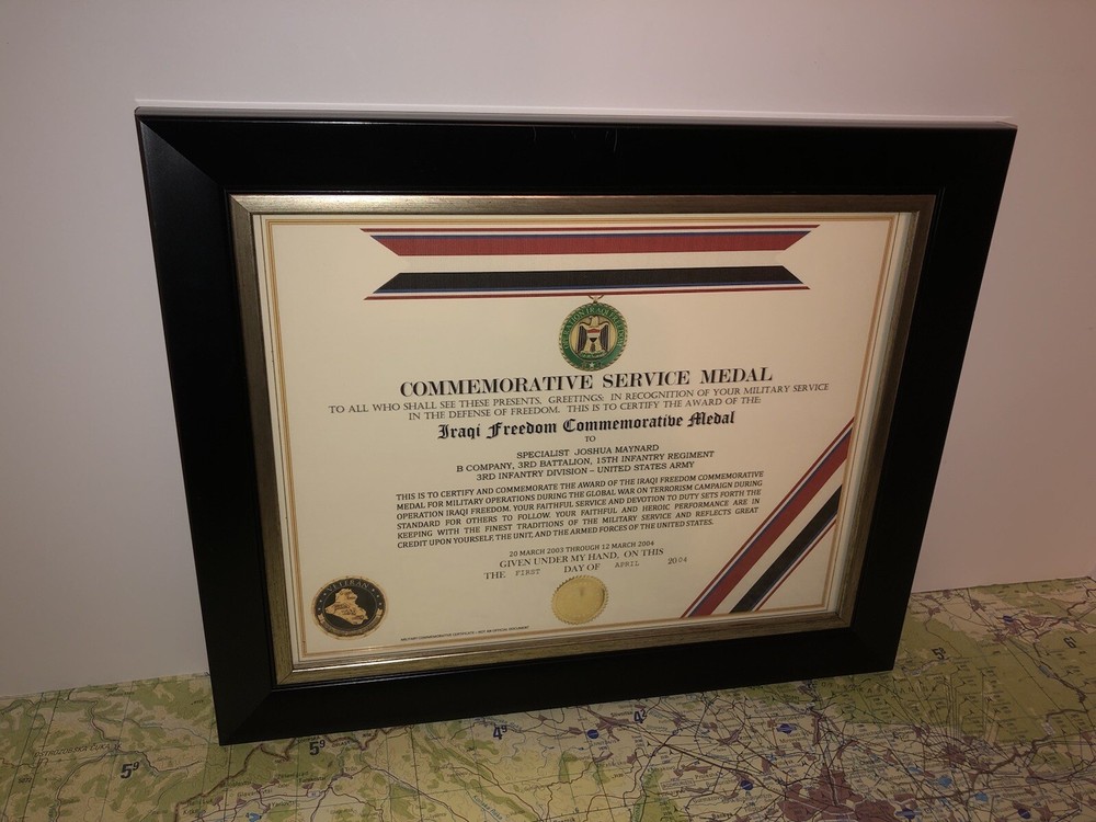 IRAQI FREEDOM COMMEMORATIVE MEDAL CERTIFICATE ~ Type 1