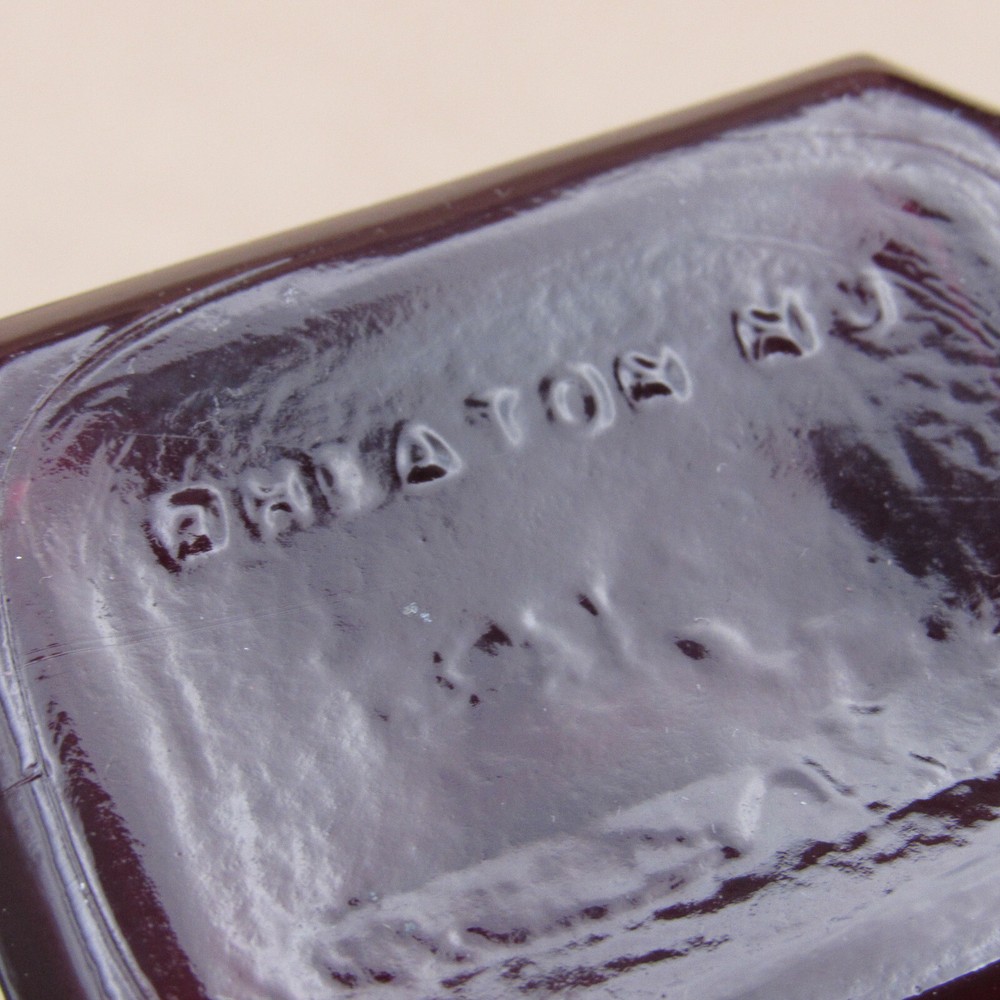 Wheaton Bottle, Ruby Red Bitters, 6" Rectangle Base, Embossed Text, Vintage NJ