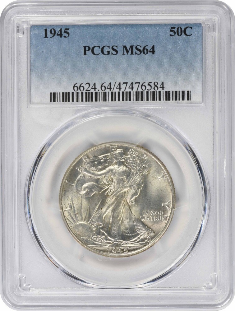 1945 Walking Liberty Silver Half Dollar MS64 PCGS