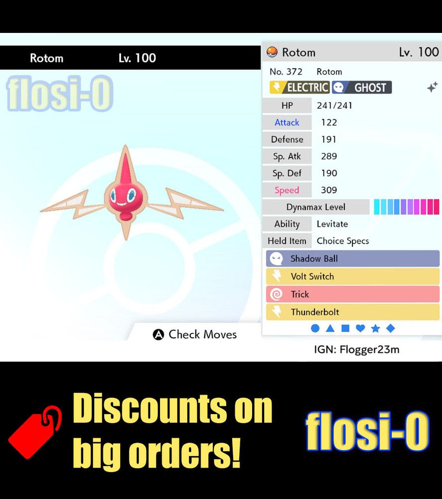 Pokemon Sword and Shield 6IV Shiny Rotom