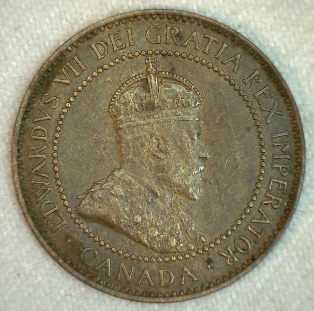 1909 Canada One Cent 1c Bronze Coin Extra Fine Coin