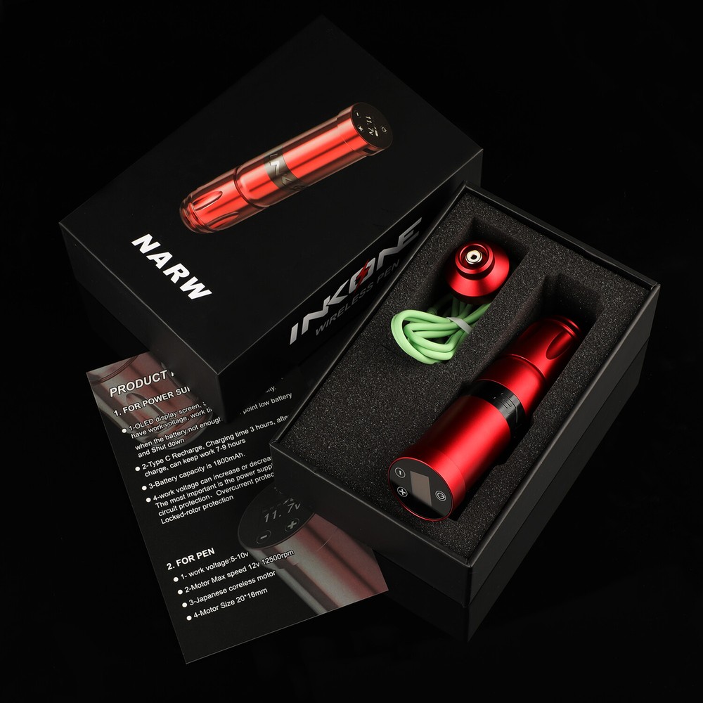 Wireless Tattoo Machine Pen Battery Pack Coreless Motor Touch Screen LED RCA