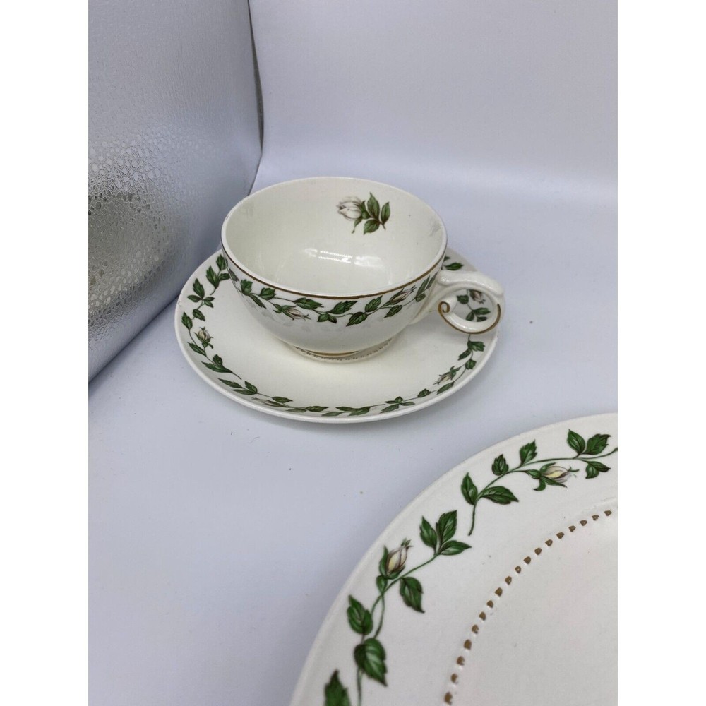 Vtg Superior Hall Quality Dinnerware Cameo Rose 6 piece Place setting EUC