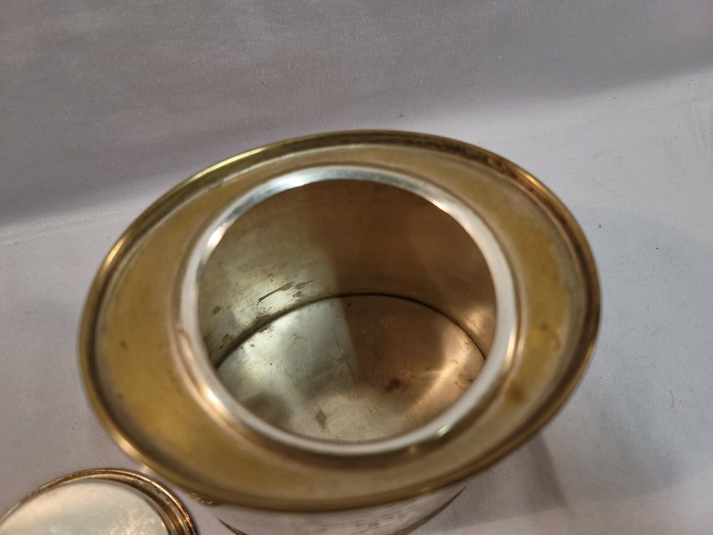 English Breakfast Tea Tin Container Silver Plated