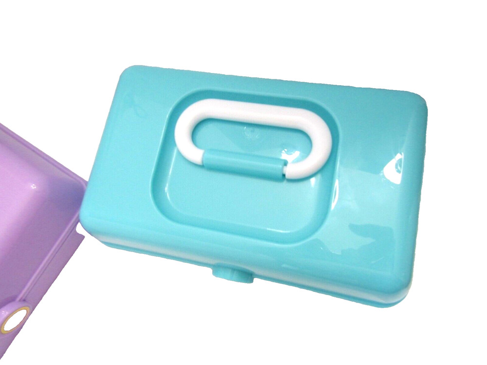 2 (TWO) Plastic accessory cases with carrying handle TURQUOISE / LAVENDER