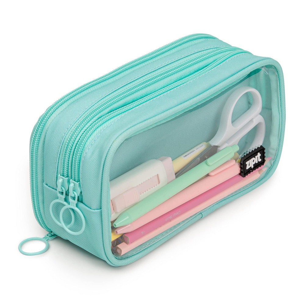 ZIPIT Half  Half Pencil Case, 3 Compartment Zipper Pouch for School, Station...