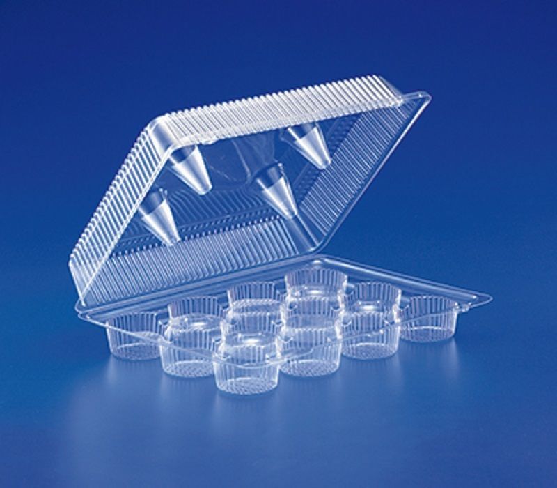 12-Compartment MINI Cupcake / Muffin Container Clear Plastic Hinged Holder 10/PK