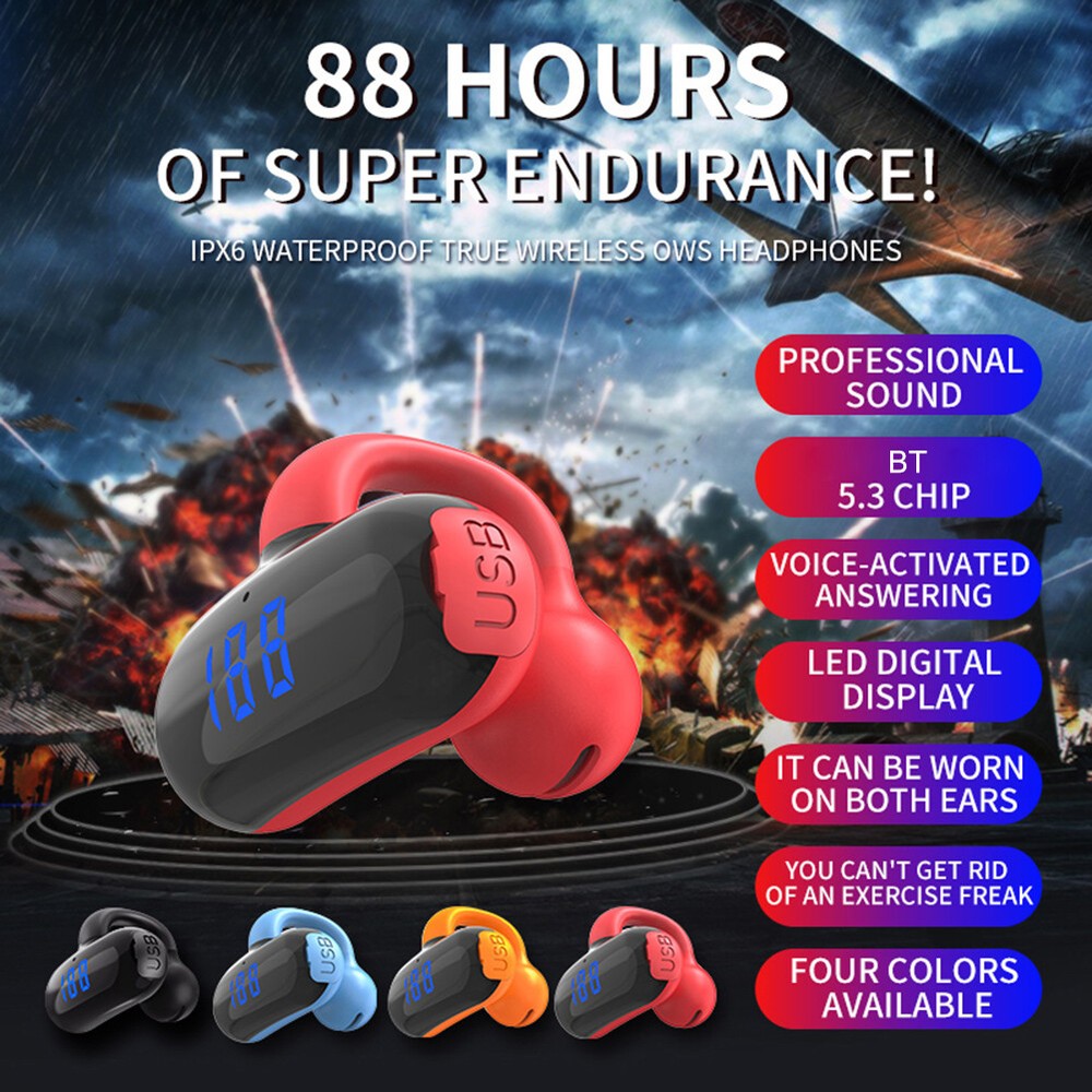 Wireless Bluetooth 5.3 Earpiece Driving Trucker Headset Earbuds Noise Cancelling
