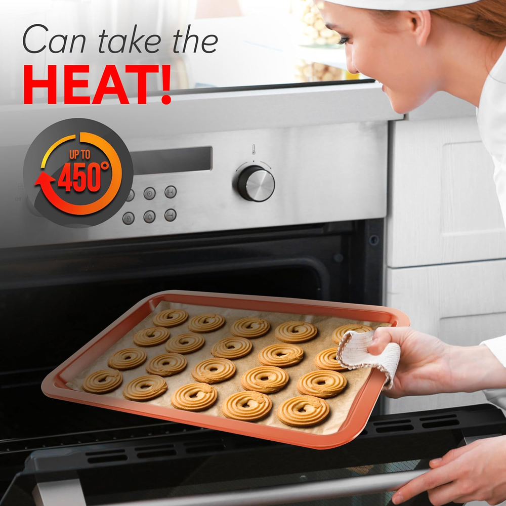 Nonstick Baking Pan Set 10-Piece Carbon Steel Bakeware Copper Cookware