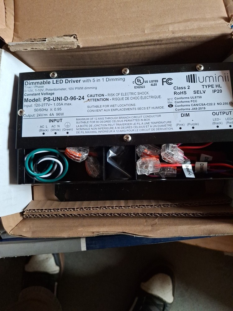 DIMMABLE LED DRIVER Model:Ps-un-D-96-24 Class 2 Type HL LED