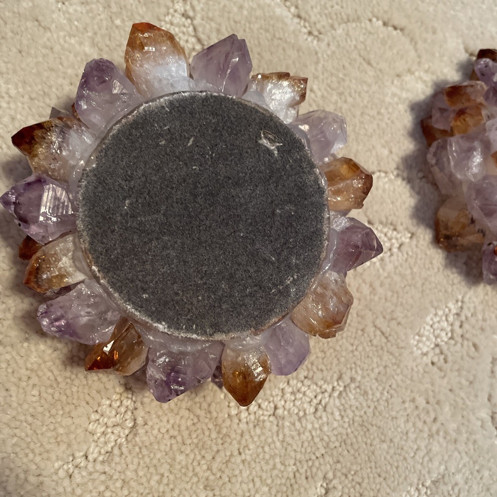 amythst and citrine crystal candle holders