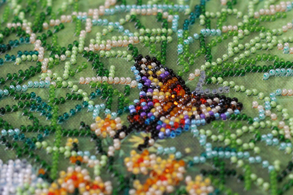 DIY Bead Embroidery Kit Fox in Grass Beaded stitching needlepoint beadwork