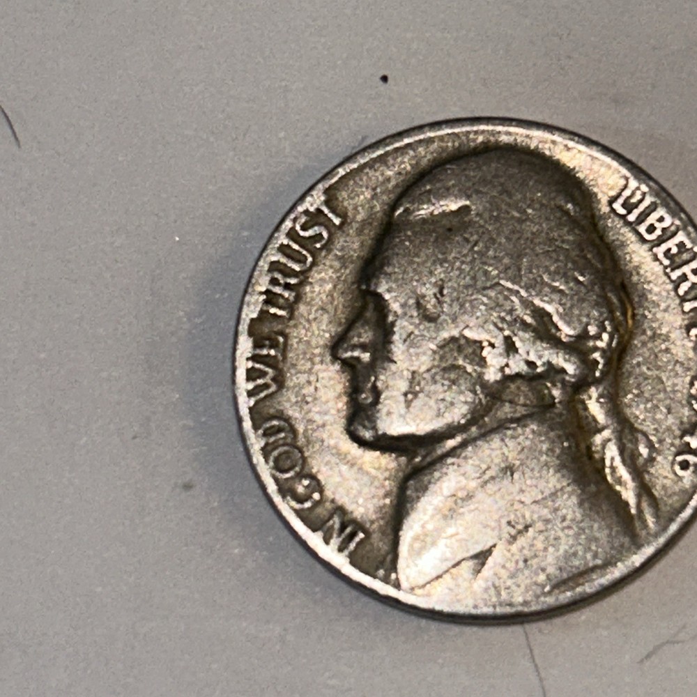 1946 D Jefferson Nickel Rare Post War Error Coin, Errors on Rim
