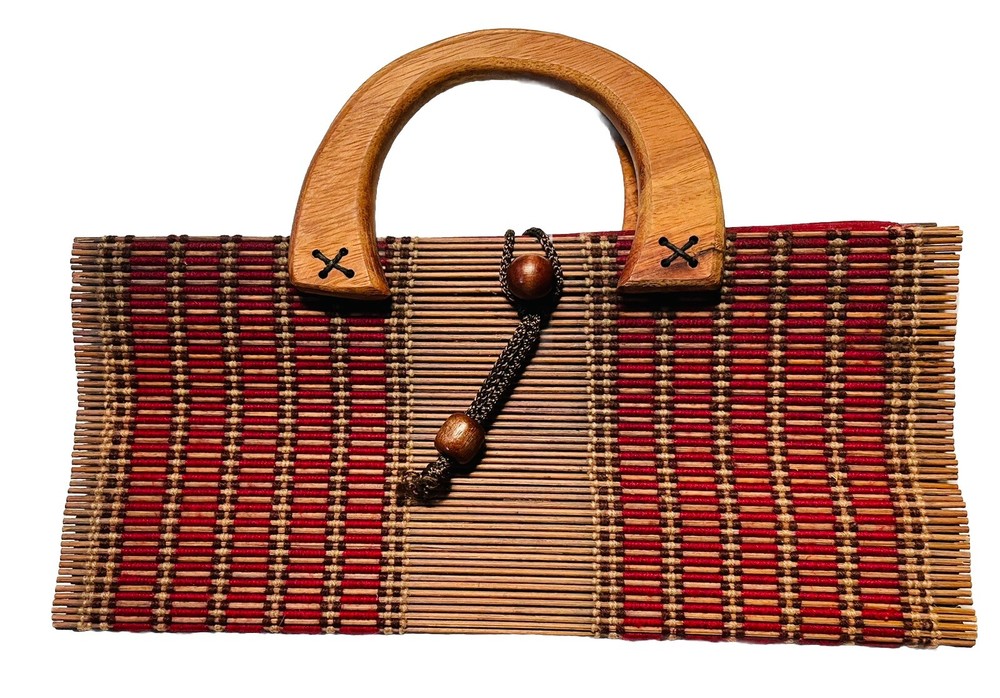 Collapsible Double Handle Matchstick Shade Tote/Purse