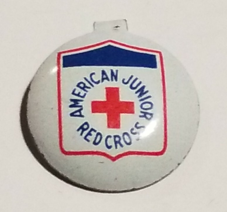 Vintage American Junior Red Cross Lapel/ Pocket Fold Over Lithio Tin Button