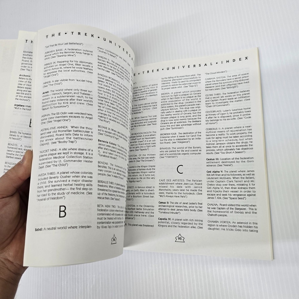 The Trek Universal Index Book Star Trek 1994 Thomas Maxwell Reference Book