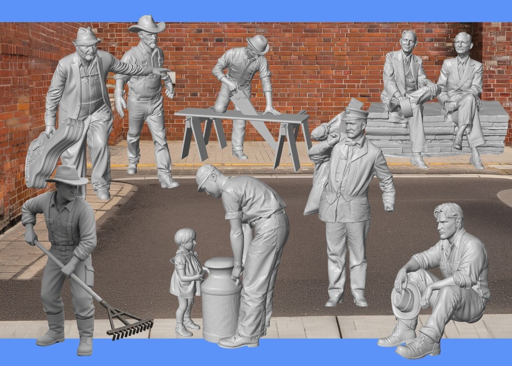 HO SCALE EVERYDAY FIGURES (BATCH E N001-N250) 1/87 UNPAINTED RESIN