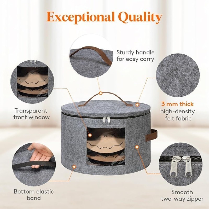 Large Hat Storage Box Dustproof Organizer W/ Clear Window Handles & Support Rods