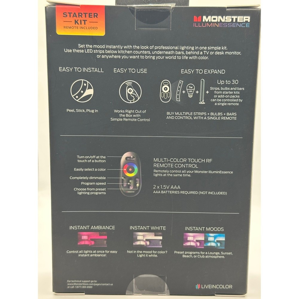 MONSTER ILLUM ESSENCE LED STRIP LIGHT KIT WITH REMOTE CONTROL STARTER KIT