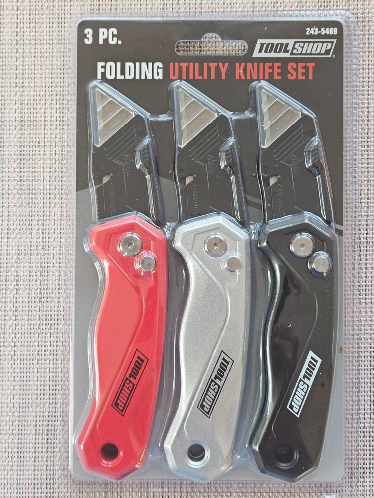 Tool Shop Quick Change Folding Utility Knife Set - 3 Piece.