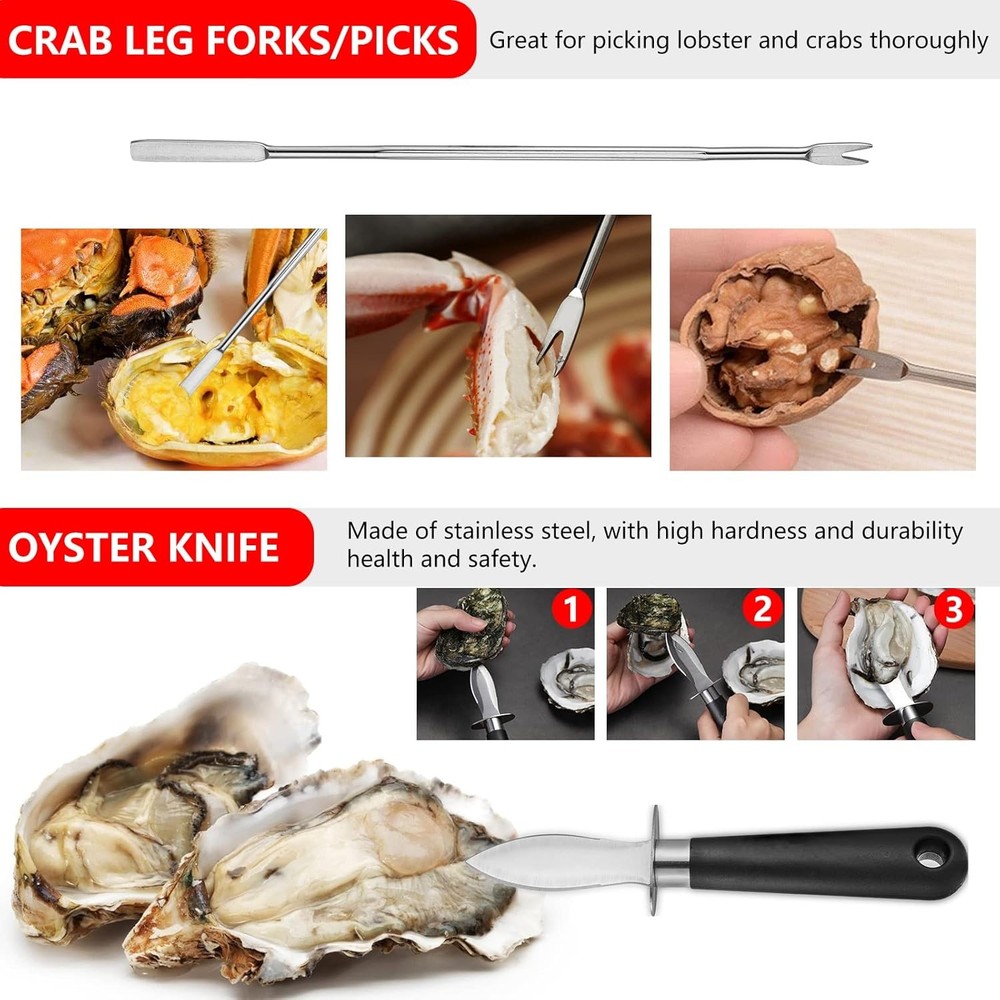 Seafood Tools Set Includes 4 Crab Crackers 6 Seafood Fork 6 Lobster Crackers 1 S