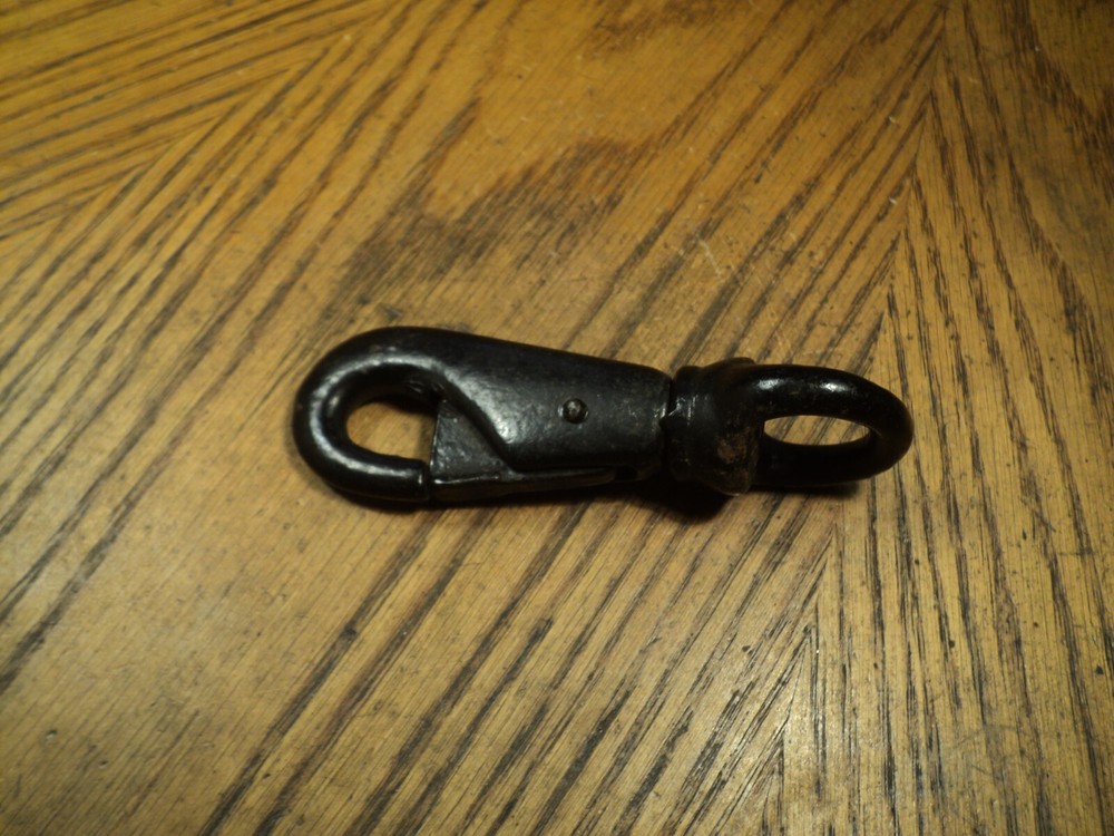 Vintage Steel Swivel Snap Hook w/ Pull Open Spring Latch Tool 4-3/8" Long