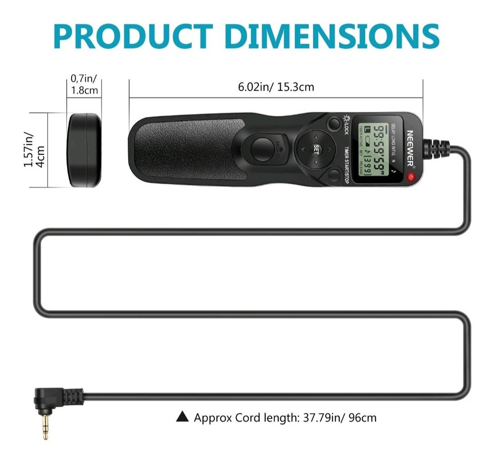 Neewer LCD Timer Shutter Release Remote Control for Canon EOS Digital Rebel